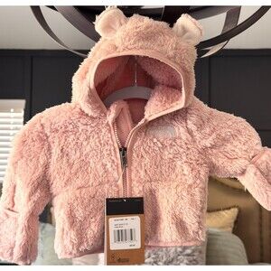 The North Face Baby Campshire Bear Hoodie Jacket Pink Moss Sz 3-6M - NWT